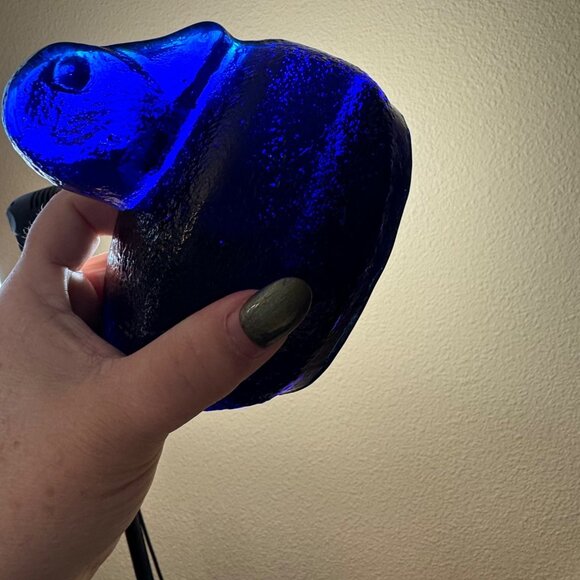 Blenko Handmade Blue Glass Duck Paperweight - Picture 2 of 10